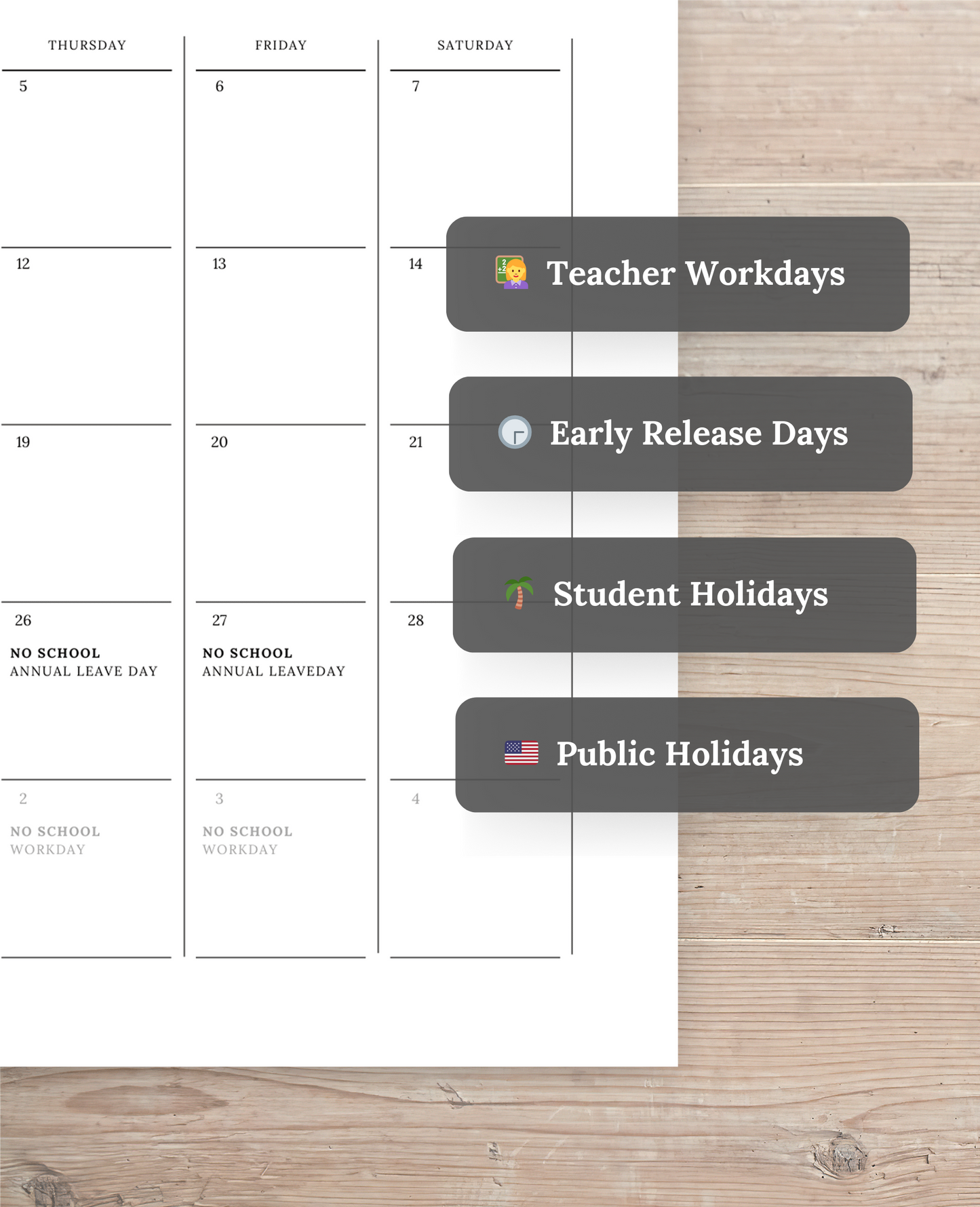 2024 Wall + Google Calendar Bundle with FCPS Dates